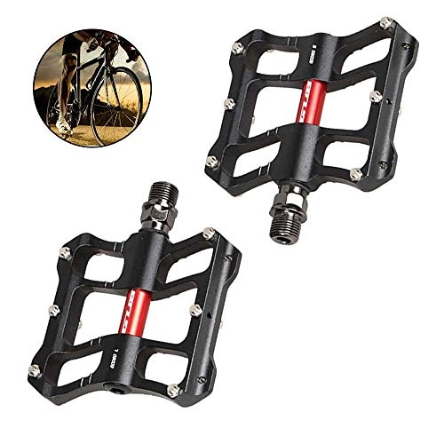 Mountain Bike Pedal : KOBWA Mountain Bike Pedals Anti-Slip Lightweight 4 Sealed Bearings Pedals 9 / 16 Inch Spindle Dual Sided Platform Bicycle Flat Alloy Pedals for MTB Road Bicycle BMX(Black)