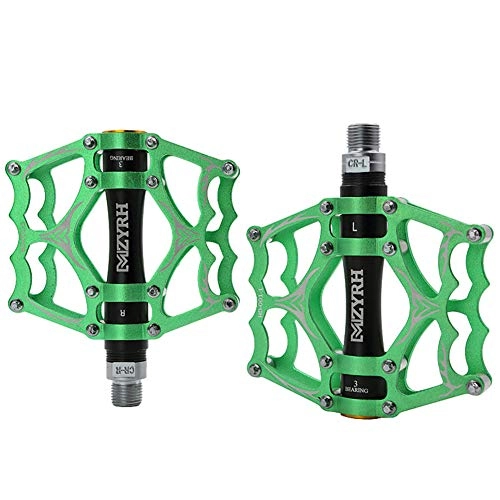 Mountain Bike Pedal : KP&CC Bicycle Cycling Bike Pedals 3 Bearing Pedals Strong Non-slip, Wide Tread Fits Most Bicycles for Men and Women, Green