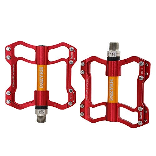 Mountain Bike Pedal : KP&CC Bicycle Cycling Bike Pedals 3 Sealed Bearings Aluminum Alloy Wide Tread Fits Most Bikes with Free Installation Tool, Red