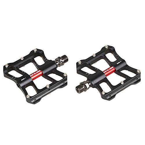 Mountain Bike Pedal : KP&CC Bicycle Cycling Bike Pedals Ultralight Aluminum Pedal S-shaped Surface Design, 12 Anti-slip Nails Fits Most Bicycles, Black