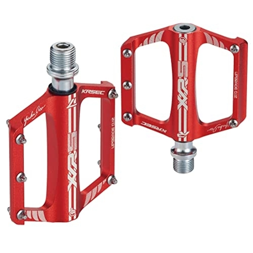 Mountain Bike Pedal : KRSEC Mountain Bike Pedals MTB Pedals Bicycle Flat Pedals Aluminum Alloy 9 / 16" Sealed Bearing Lightweight Platform for Road Mountain BMX MTB Bike (Red)