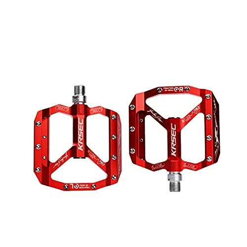 Mountain Bike Pedal : KSFODA Bicycle Accessories 18 ultra-light pedals for mountain bikes, bearing, bearing, and aluminum alloy pedals, non-slip (Color : Red)