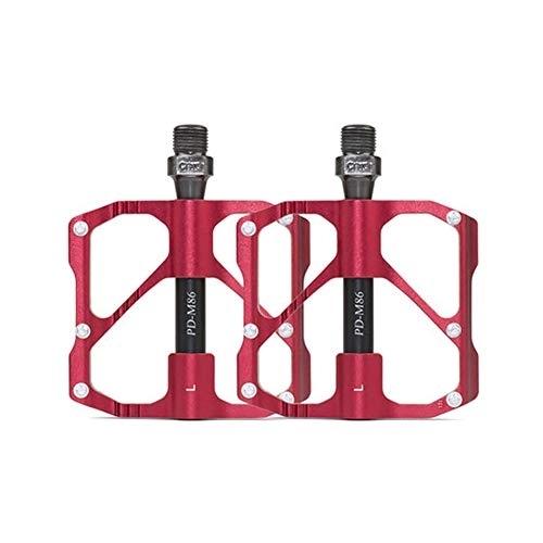 Mountain Bike Pedal : KTTGYRE Mountain Bike Pedals Bicycle Pedals Bearing Cycling Pedals For Road Mountain Bike Durable Flat-Platform For Adults Wide Feet (Color : 86red, Size : Free size)