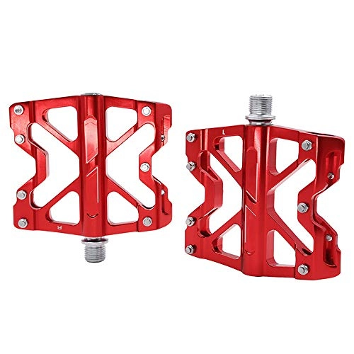 Mountain Bike Pedal : KUAI Bicycle Pedal, Aluminum Alloy Chrome Molybdenum Steel Palin CNC Technology Anti-Skid Durable Ultra-Light Mountain Bike Integrated Pedal, Suitable BMX Bicycle Riding Road Bike, Red