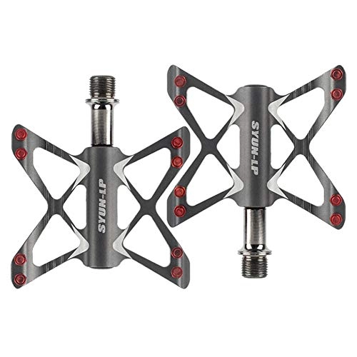 Mountain Bike Pedal : KuaiKeSport Mtb flat Pedals, Spindle Axle MTB Road Cycling Self Lubricating 3 Bearing Ultralight Pedals Bicycle Pedal Titanium Mountain Bike Pedal, Road Bike Pedals, Silver
