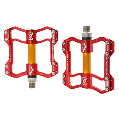Mountain Bike Pedal : KuaiKeSport Road Bike Pedals, Mountian Bike Pedals Aluminum Alloy 3 Sealed Bearing Pedals MTB Bicycle Ultralight Tread Pedals for Bicycle Parts, Non-Slip Durable Bmx Cycling Pedals, Red
