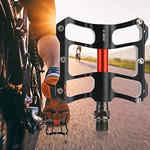 Mountain Bike Pedal : KUIDAMOS Anti-Slip Mountain Bike Pedals Sturdy Bicycle Pedals High Durability Good Replacement for Your Bike(Black red)