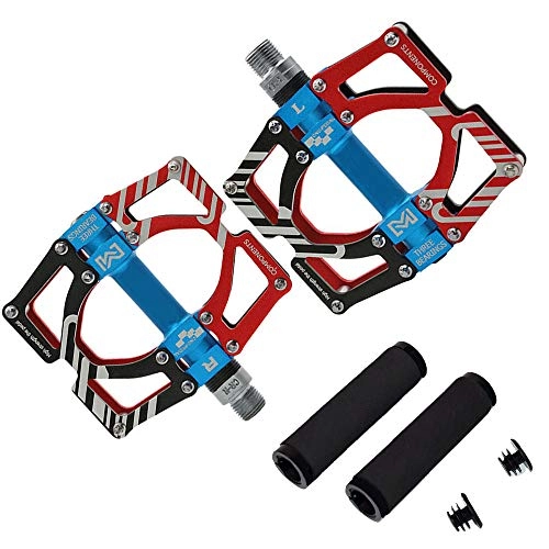 Mountain Bike Pedal : KUNGK Bike Pedals Kit, Mountain Bicycles Pedals, Aluminum Alloy Platform, Sealed Bearing Axle, for 9 / 16 Inch