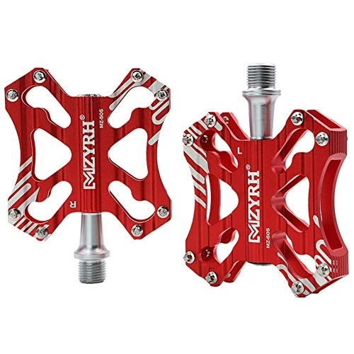 Mountain Bike Pedal : KUNOVO Metal Bike Pedals Mountain Bike Pedals Mountain Bike Accessories Aluminum Alloy Bicycle Pedals Bicycle Pedals With Cleats (Color : Red, Size : Free size)