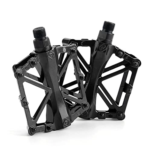 Mountain Bike Pedal : Kunpengzhao 1pair New Ultralight Double Ball Aluminum Alloy Sealed Widen Mountain Bike Accessories Anti-Slip Bicycle Pedals Bicycle Parts. for bike (Color : Black)