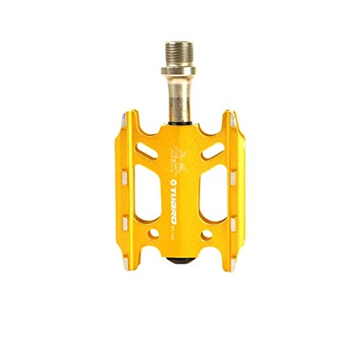 Mountain Bike Pedal : KUQIQI Bike Pedals, 9 / 16 Cycling Sealed Bearing Bicycle Pedals - Gold / Red (Color : Gold)
