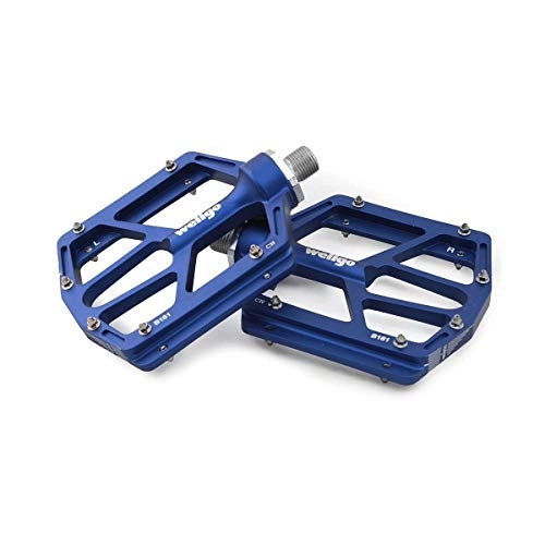 Mountain Bike Pedal : KUQIQI Bike Pedals - Aluminum CNC Bearing Mountain Bike Pedals - Road Bike Pedals With 16 Anti-skid Pins, Universal 9 / 16" Pedals (Color : Blue)