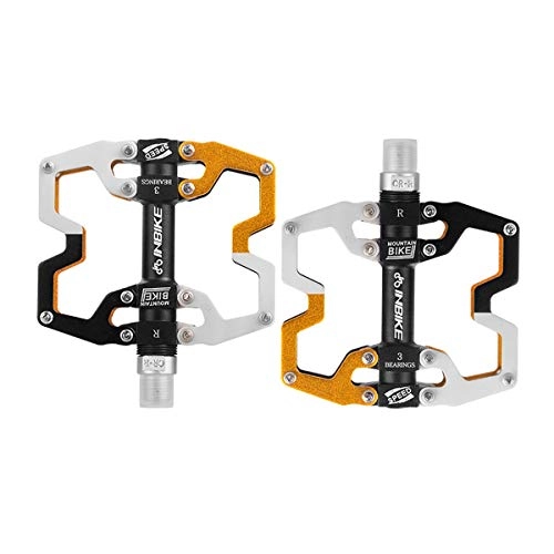 Mountain Bike Pedal : Kuqiqi Mountain Bike Pedals 9 / 16 Cycling 3 Pcs Sealed Bearing Bicycle Pedals, The latest style, and durable (Color : Black orange)