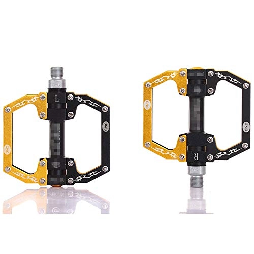 Mountain Bike Pedal : KX-YF Bicycle Pedal Aluminum Alloy Mountain Bike Pedals Flat Platform Sealed Bearing Axle 9 / 16" Cycling Bicycle Pedals Suitable For Various Bicycles (Size:Onesize; Color:Black+Yellow)