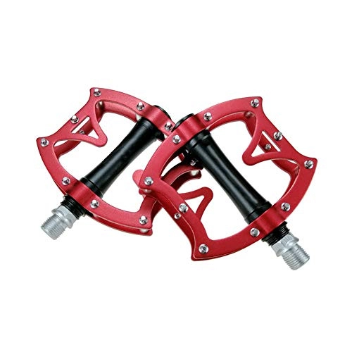 Mountain Bike Pedal : KXDLR 3 Bearings Mountain Bike Pedals Platform Bicycle Flat Alloy Pedals 9 / 16" Pedals Non-Slip Alloy Flat Pedals, Red