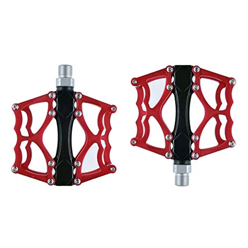Mountain Bike Pedal : KXDLR Advanced 4 Bearings Mountain Bike Pedals Platform Lightweight Bicycle Flat Alloy Pedals 9 / 16" Non-Slip Pedals, Red