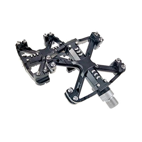 Mountain Bike Pedal : KXDLR Bike Pedals, Aluminum Alloy Mountain Road Bike Hybrid Pedals with 3 Ultral Sealed Bearings, Cr-Mo CNC Machined 9 / 16 Inch (1 Pair, Black)
