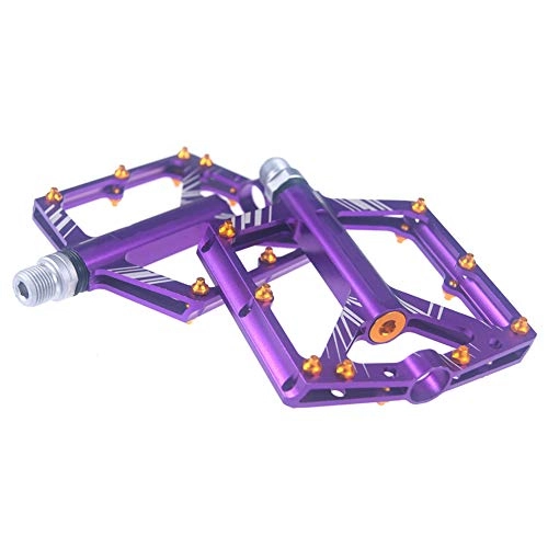 Mountain Bike Pedal : KXDLR Mountain Bike Pedals Flat Bicycle Pedals Platform Cycling Sealed Bearing Aluminum 9 / 16 Pedals for Mountain Bike Road MTB, Purple
