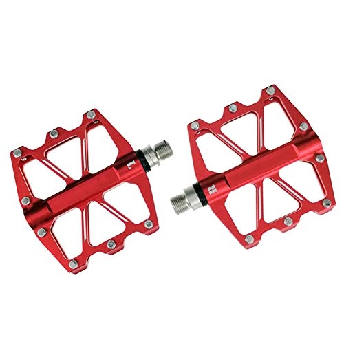 Mountain Bike Pedal : KXDLR Mountain Bike Pedals, Ultra Strong Colorful CNC Machined 9 / 16" Cycling Sealed 4 Bearing Pedals for Road BMX MTB Fixie Bikes, Red