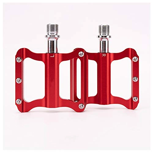 Mountain Bike Pedal : KXDLR Road Bike Pedals Aluminium Alloy Flat Platform for Road Bicycles Fixed Gear BMX, 9 / 16", Red