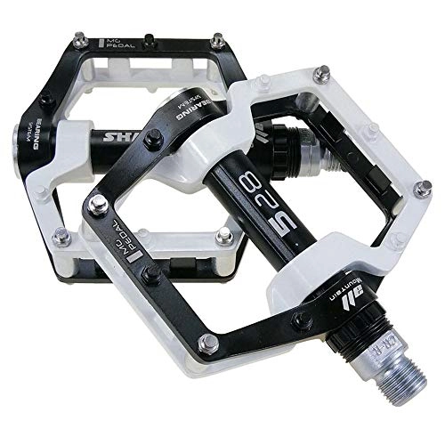 Mountain Bike Pedal : KYEEY Mountain Bike Pedals Bike Flat Pedals Cycling Pedals Platform For Mountain Bike Road Blue Green Red Silver Yellow Bicycle Pedals (Color : Silver, Size : One size)