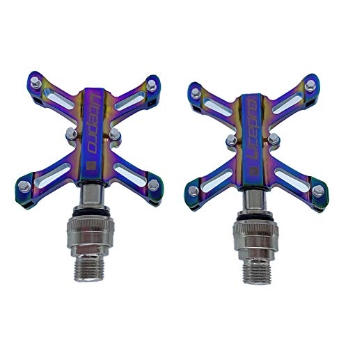 Mountain Bike Pedal : lahomia 9 / 1 Folding Mountain Bearing Quick Release Alloy Bike Pedals - Plated Colored
