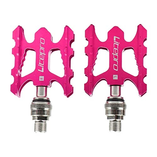 Mountain Bike Pedal : lahomia 9 / 1 Folding Mountain Bearing Quick Release Alloy Bike Pedals - Rose Red