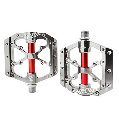 Mountain Bike Pedal : LAIABOR Bike Bicycle Pedals, Non-Slip Durable Ultralight Mountain Bike Flat Pedals, with 3 Ultral Sealed Bearings, CNC Machined 9 / 16 inch, Silver