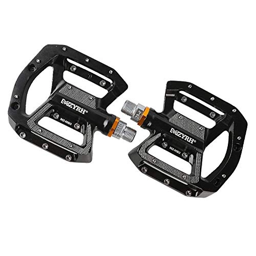 Mountain Bike Pedal : LAIABOR Bike Pedals, Aluminum Alloy Durable Platform Bicycle Pedals Mountain Road Bike Pedals Sealed Bearing Aluminium Alloy 9 / 16'', Black