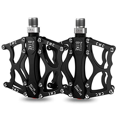 Mountain Bike Pedal : LAIABOR Bike Pedals Ultralight Durable CNC Aluminum Mountain Bike Pedal with 2 Sealed Bearings 12pcs Anti-Slip Pins Surface 9 / 16" Bicycle Pedals, Black