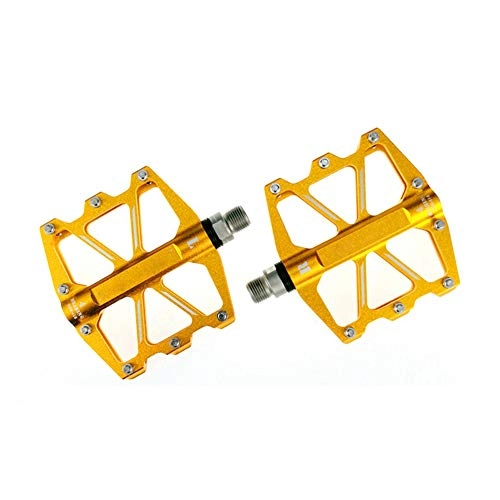 Mountain Bike Pedal : LAIABOR Mountain Bike Pedals CNC Aluminum High-Strength MTB Pedals with 4 Sealed Bearing 9 / 16" Screw Thread for Road BMX MTB, Gold