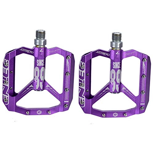 Mountain Bike Pedal : LAIABOR Road Bike Pedals Wide CNC Aluminum Alloy Sealed Bearing 9 / 16" Screw Thread Spindle, Sealed bearings, MTB BMX Cycling Bicycle Pedals, Purple