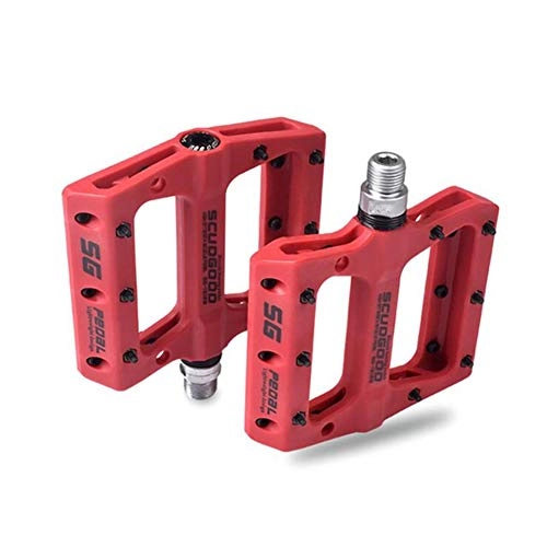 Mountain Bike Pedal : LAIABOR Ultra-light pedal Mountain Bike Bicycle Pedals Nylon Fiber 4 Colors Big Foot Road Bike Bearing Pedals Bicycle Bike Parts, Red