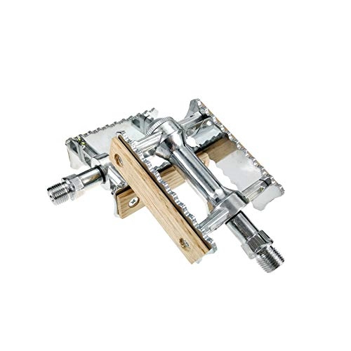 Mountain Bike Pedal : LAIABOR Vintage Style 9 / 16" Road / Mountain Bike Pedals Aluminum Alloy + Wood Cycling MTB BMX Anti-Skid Pedals Bicycle Parts, Silver