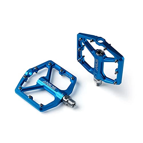 Mountain Bike Pedal : LANCYG Bike pedals Sealed Bearing Mountain Bike Pedals Platform Bicycle Flat Alloy Pedals 9 / 16" Pedals Non-Slip Alloy Flat Pedals Pedals (Color : Blue)