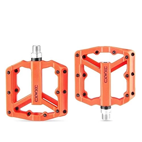 Mountain Bike Pedal : LANCYG Bike pedals Ultralight Flat MTB Pedals Nylon Bicycle Pedal Mountain Bike Platform Pedals 3 Sealed Bearings Cycling Pedals For Bicycle Pedals (Color : Orange)
