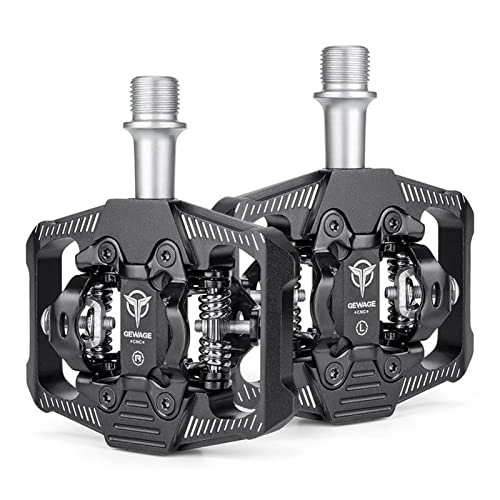 Mountain Bike Pedal : LANRU Double-sided Clip Pedals MTB Pedals Cycling Pedals with Cleats Replacement For SPD Mountain Bicycle Pedal System, Black