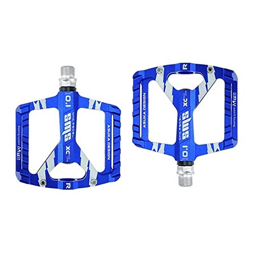 Mountain Bike Pedal : LCBYOG 1 Pair Ultra-Light Bicycle MTB Road Mountain Bike Pedals Aluminum Alloy Anti-Slip Universal Bicycle Pedals For Bike Accessories Bike Pedals (Color : Blue)
