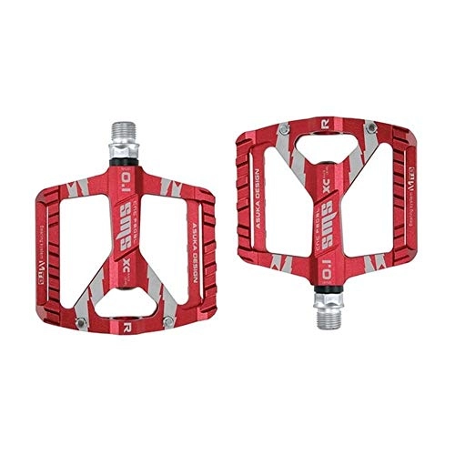 Mountain Bike Pedal : LCBYOG 1 Pair Ultra-Light Bicycle MTB Road Mountain Bike Pedals Aluminum Alloy Anti-Slip Universal Bicycle Pedals For Bike Accessories Bike Pedals (Color : Red)