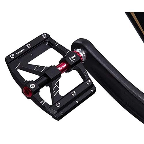 Mountain Bike Pedal : LCBYOG Bike Pedal MTB Road Bicycle Pedals Purple Aluminum Alloy Platform 3 Sealed Bearing Ultralight Cycling Bike Pedals Bike Pedals (Color : Black)