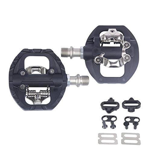 Mountain Bike Pedal : LCBYOG Mountain Bike Clipless Pedals SPD Compatible MTB Bicycle Nylon Fiber + Aluminum Alloy Self-locking Pedal Bike Pedals (Color : Black)