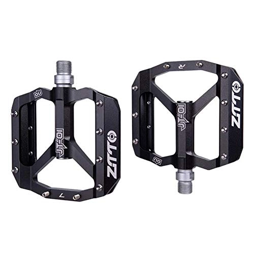 Mountain Bike Pedal : LCBYOG MTB Bearing Aluminum Alloy Flat Pedal Bicycle Good Grip Lightweight 9 / 16 Pedals Big For Gravel Bike Downhill Bike Pedals (Color : JT01 Black)