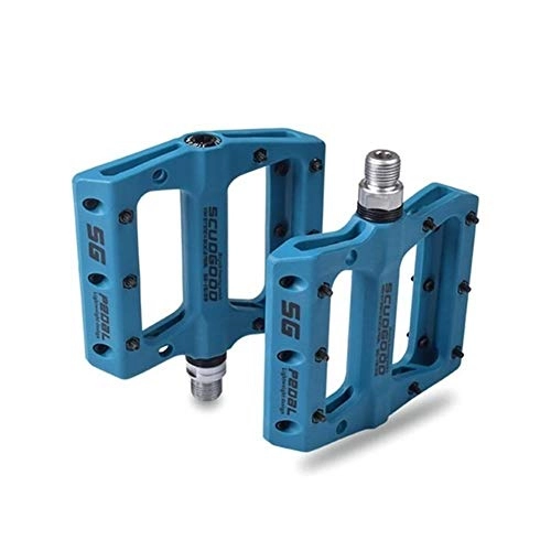 Mountain Bike Pedal : LCBYOG Ultra-light Mountain Bike Bicycle Pedals Nylon Fiber 4 Colors Big Foot Road Bike Bearing Pedals Bicycle Bike Parts Bike Pedals (Color : Blue)