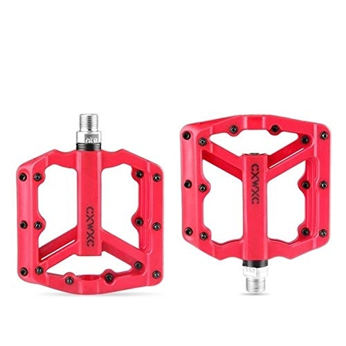 Mountain Bike Pedal : LCBYOG Ultralight Flat MTB Pedals Nylon Bicycle Pedal Mountain Bike Platform Pedals 3 Sealed Bearings Cycling Pedals For Bicycle Bike Pedals (Color : Red)