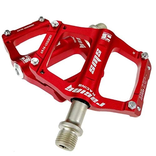Mountain Bike Pedal : LDDLDG Bike Pedals 9 / 16 inch Cr-Mo Spindle Sealed 3 Bearing Non-Slip Road Mountain Bicycle Pedals (Color : Red)