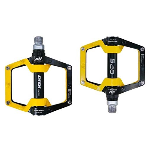 Mountain Bike Pedal : LDDLDG Mountain Bike Pedals High-Strength Non-SlipUltra Strong Aluminum Alloy CNC Machined Cycling Sealed 3 Bearing Pedals for BMX MTB 9 / 16" (Color : Yellow)