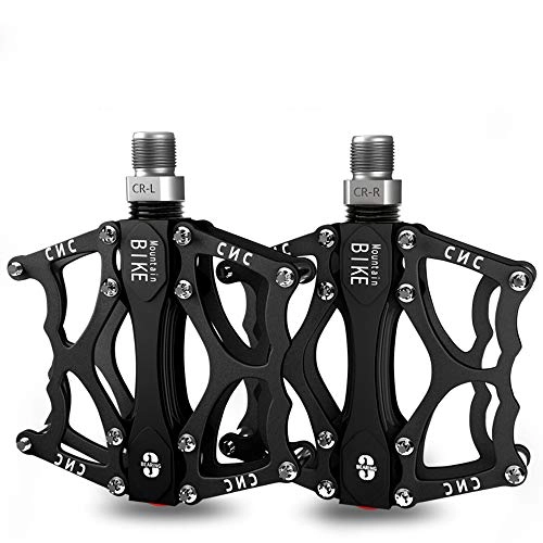 Mountain Bike Pedal : LEIWOOR Bike Pedals, Universal Lightweight Aluminum Alloy Platform Pedal with 24 Anti-Skid Pins - 9 / 16" for Mountain Road BMX MTB Travel Cycle-Cross Bikes etc, Set of 2 (Black)