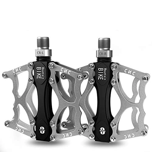 Mountain Bike Pedal : LEIWOOR Bike Pedals, Universal Lightweight Aluminum Alloy Platform Pedal with 24 Anti-Skid Pins - 9 / 16" for Mountain Road BMX MTB Travel Cycle-Cross Bikes etc, Set of 2 (Gray)
