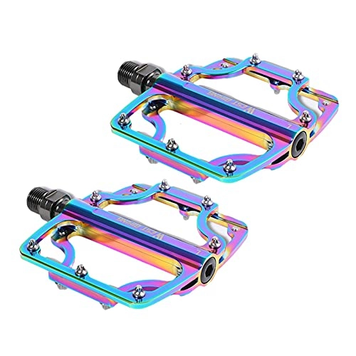 Mountain Bike Pedal : lencyotool Mountain Bike Pedals Bicycle Cycling Pedals 3 Bearings Pedal Accessory Colorful Bike Pedal With 14 Anti Skid Nails, Waterproof And Dustproof For BMX, MTB Road Bicycle