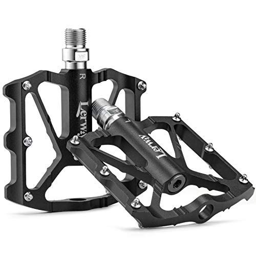 Mountain Bike Pedal : LERWAY Bicycle Pedals, Mountain Bike Pedal, Bicycle MTB Pedals, Wide Platform Pedal Made of Aluminium Alloy 9 / 16 Inch for Road Mountain Road Bike BMX MTB Bike